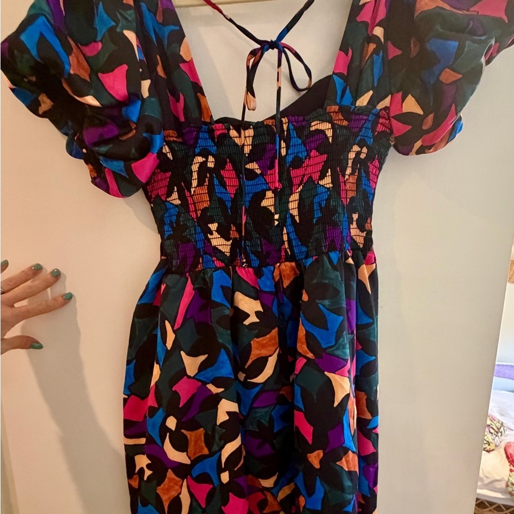 Show Me Your Mumu Women's Danielle Mini Dress $167 sz L colorful black party - Picture 7 of 8